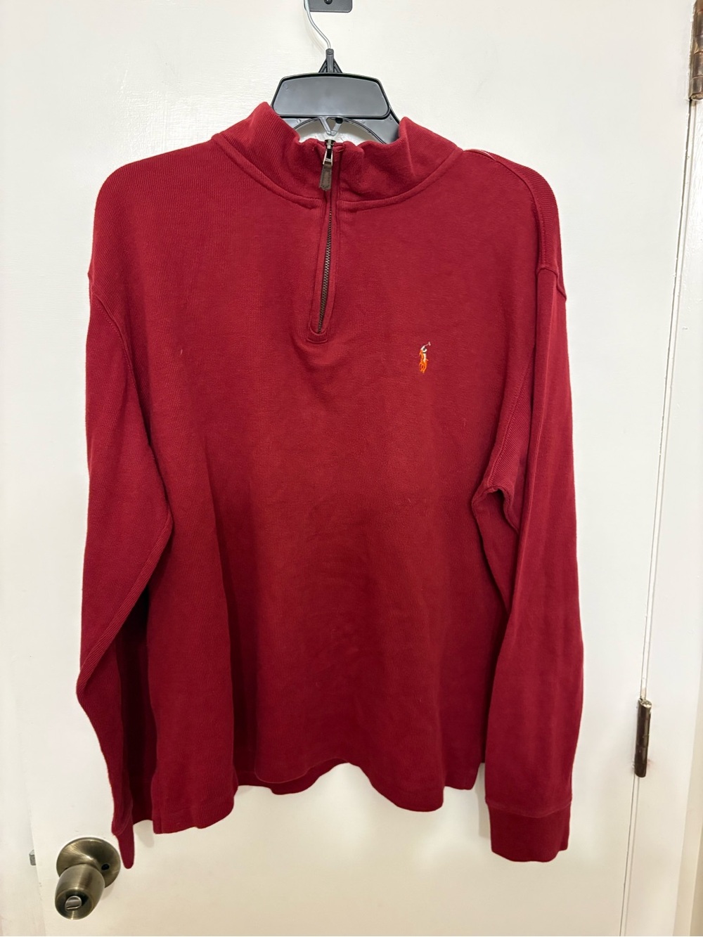 Polo Ralph Lauren Estate-Rib Quarter-Zip Pullover Maroon 100% Cotton Men’s L